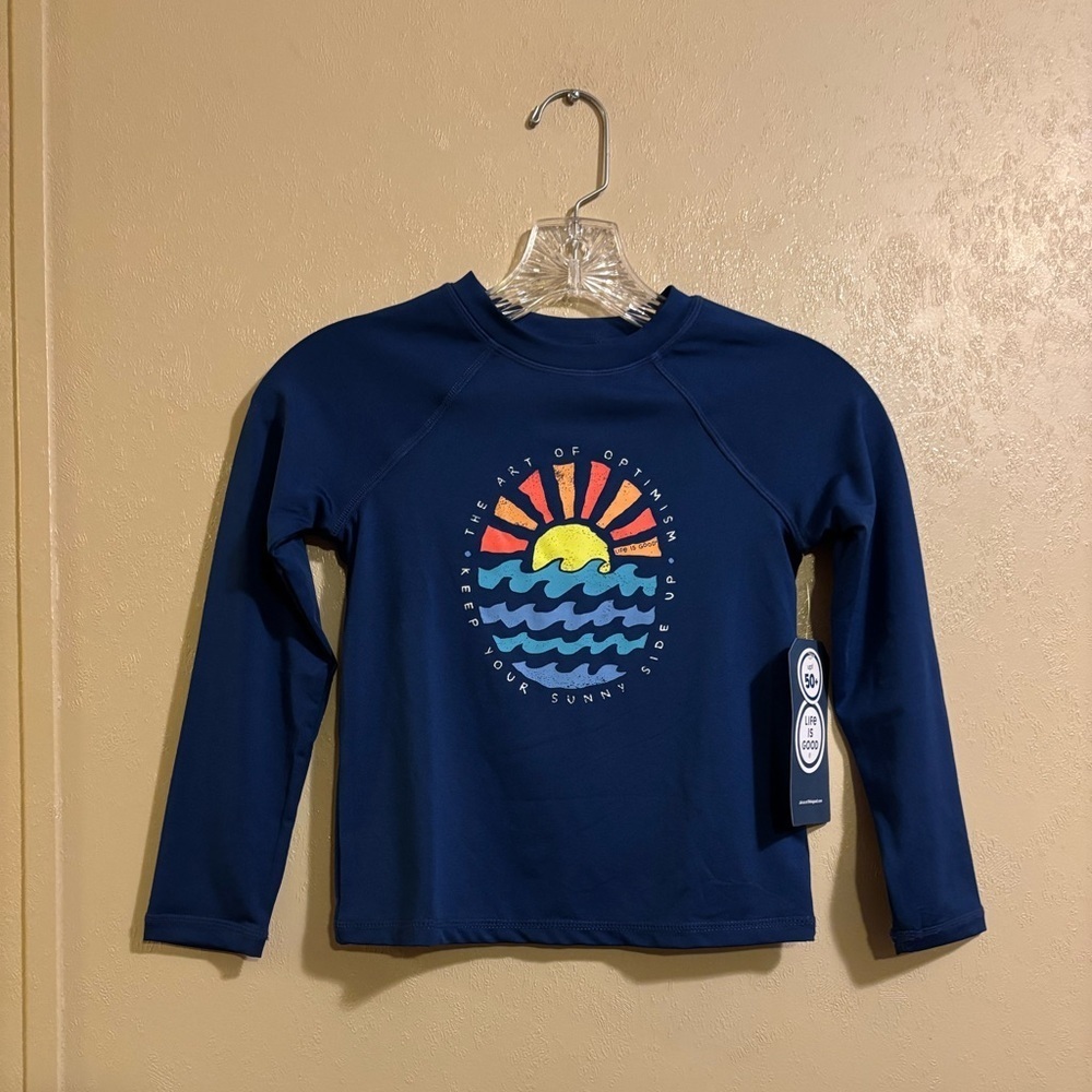 NWT kids Life is Good "Art of Optimism" Long Sleeve Rashguard sz 7